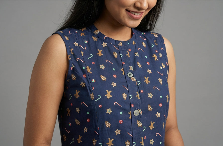 Starry Night Button-Up Dress