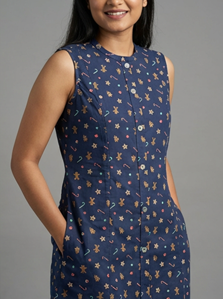 Starry Night Button-Up Dress